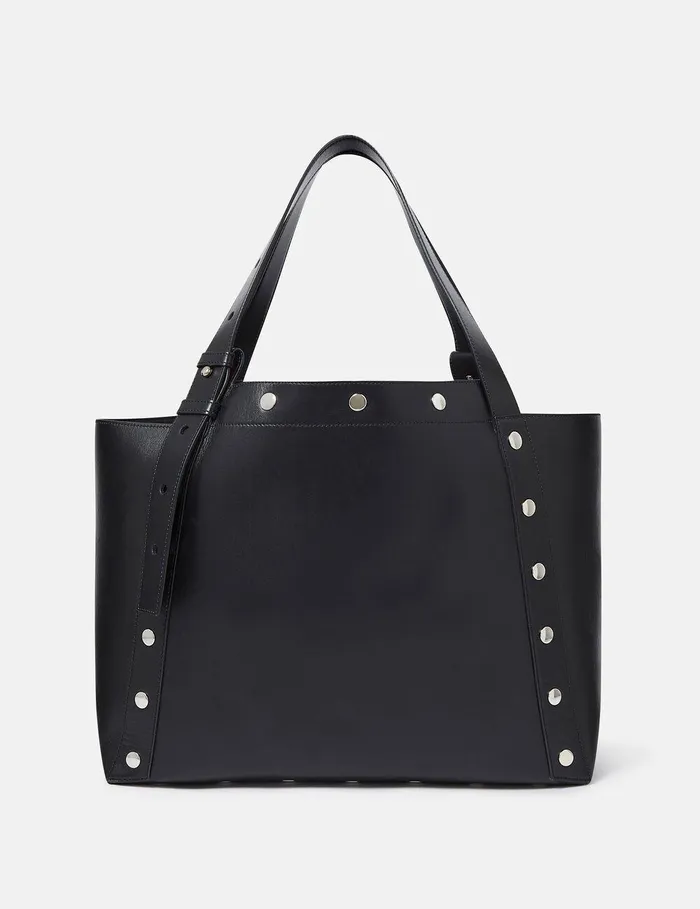 Stella McCartney Logo Bag Women Stella Studs Large Tote Bag Pitch Black