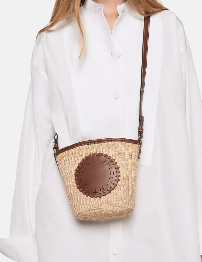 Stella McCartney Mini Bags And Clutches Women Logo Raffia Crossbody Bag Natural Beige Stella McCartney Mini Bags And Clutches Women Logo Raffia Crossbody Bag Natural Beige