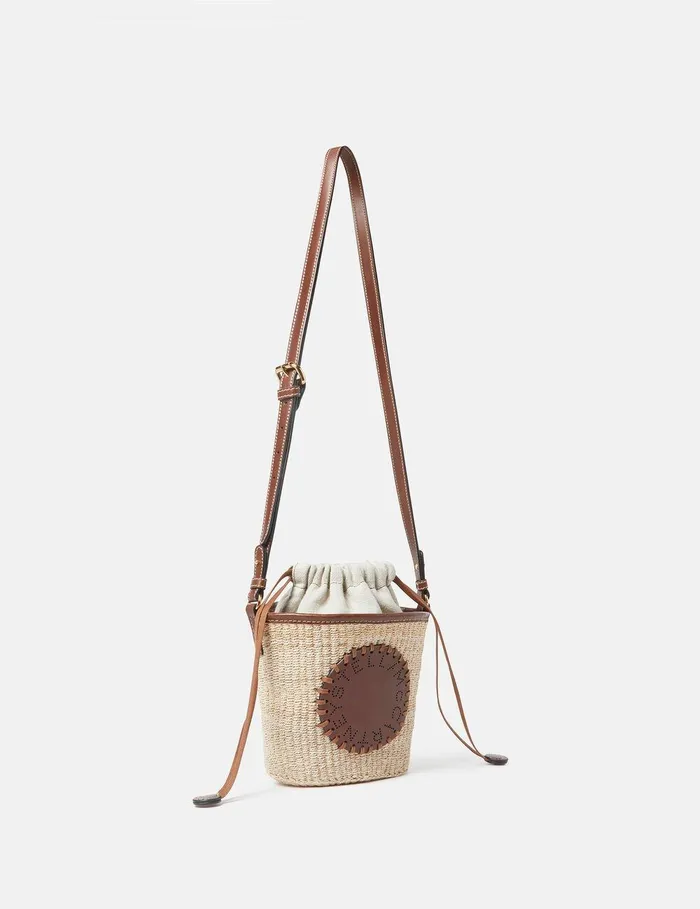 Stella McCartney Mini Bags And Clutches Women Logo Raffia Crossbody Bag Natural Beige Stella McCartney Mini Bags And Clutches Women Logo Raffia Crossbody Bag Natural Beige