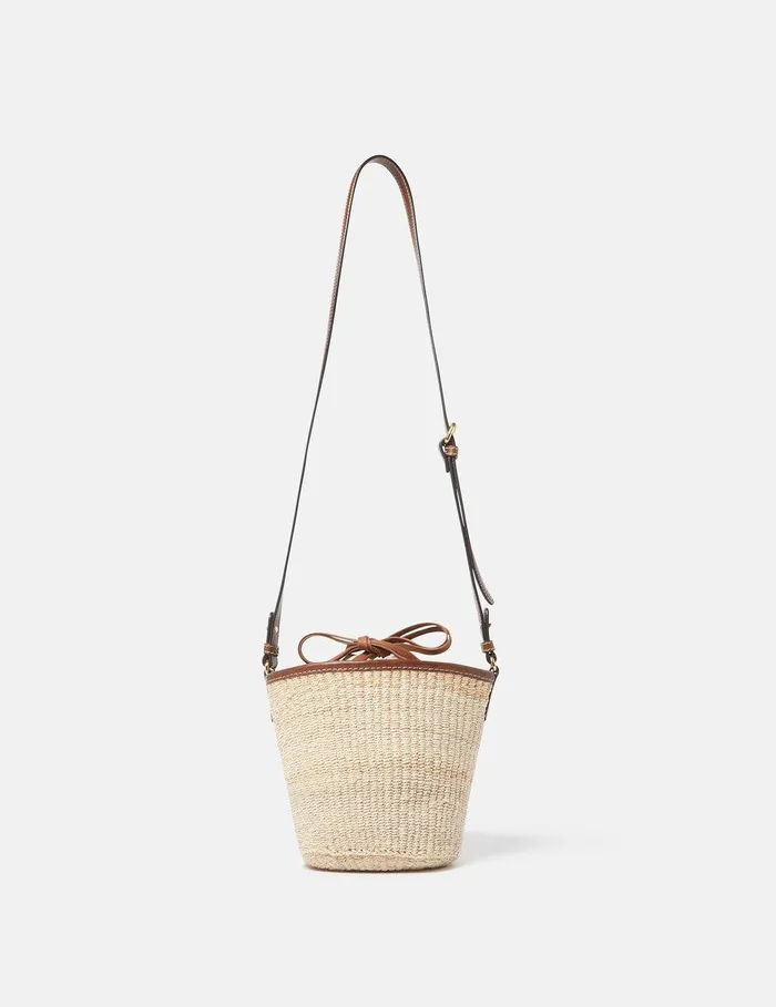 Stella McCartney Mini Bags And Clutches Women Logo Raffia Crossbody Bag Natural Beige Stella McCartney Mini Bags And Clutches Women Logo Raffia Crossbody Bag Natural Beige