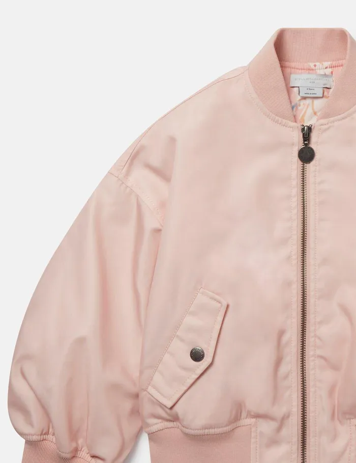 Stella McCartney Outerwear Kids Classic Bomber Jacket Pink Stella McCartney Outerwear Kids Classic Bomber Jacket Pink