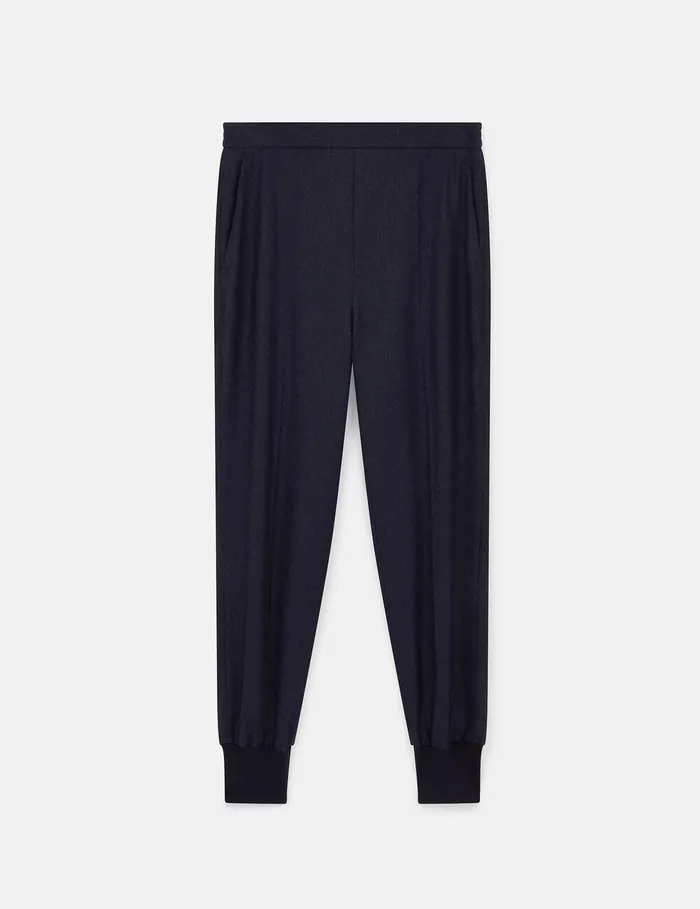 Stella McCartney Pants And Shorts Women Elasticated Wool Sweatpants Deep Navy Stella McCartney Pants And Shorts Women Elasticated Wool Sweatpants Deep Navy