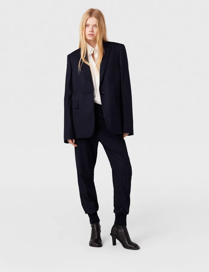 Stella McCartney Pants And Shorts Women Elasticated Wool Sweatpants Deep Navy Stella McCartney Pants And Shorts Women Elasticated Wool Sweatpants Deep Navy