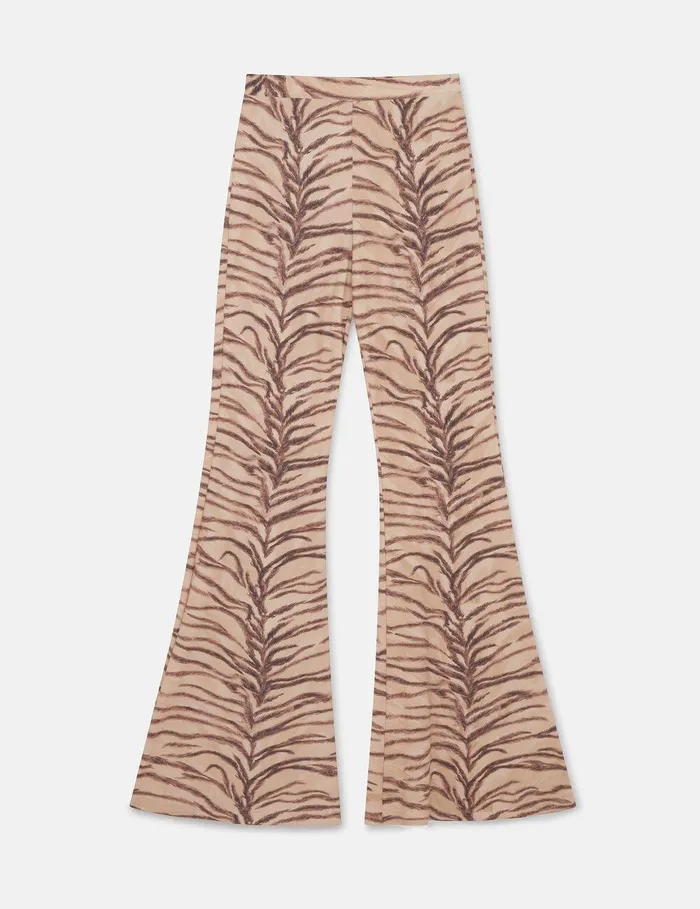 Stella McCartney Pants And Shorts Women Tiger Print HighRise Flared Pants Natural Tiger Print Stella McCartney Pants And Shorts Women Tiger Print HighRise Flared Pants Natural Tiger Print
