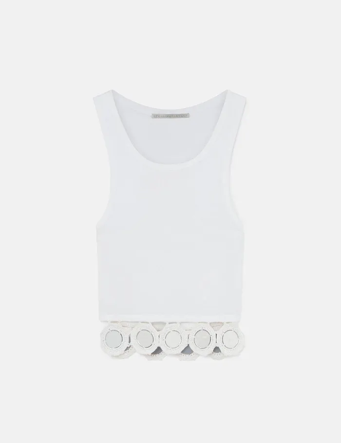 Stella McCartney Shirts And Tops Women Mirror Crochet Tank Top Pure White
