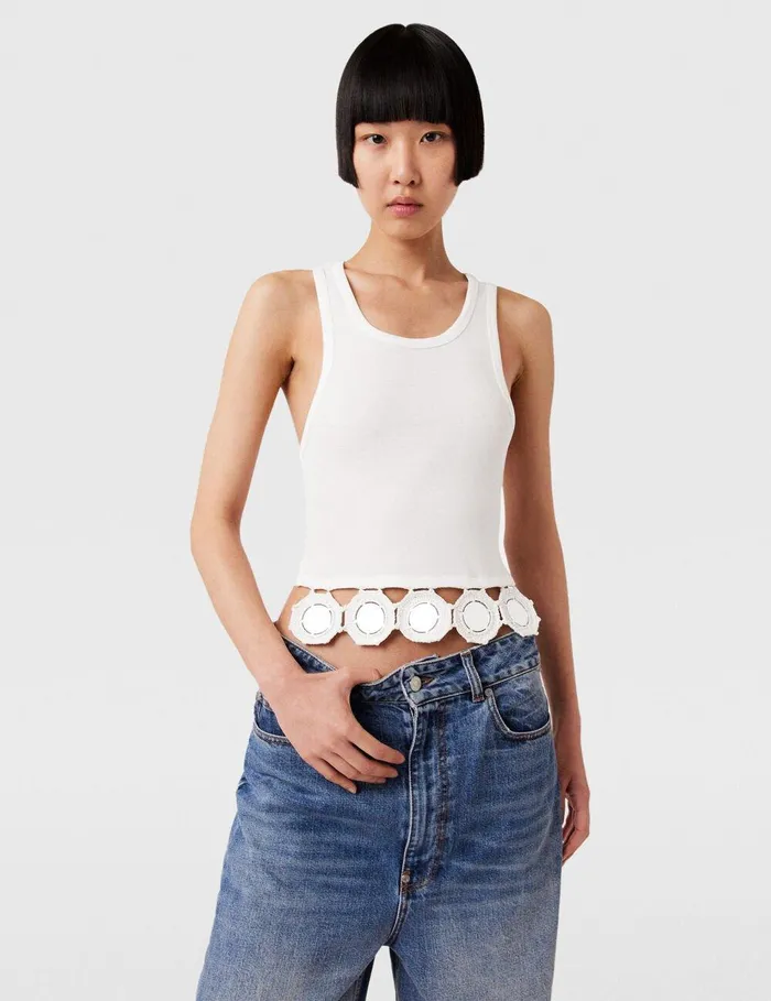Stella McCartney Shirts And Tops Women Mirror Crochet Tank Top Pure White Stella McCartney Shirts And Tops Women Mirror Crochet Tank Top Pure White