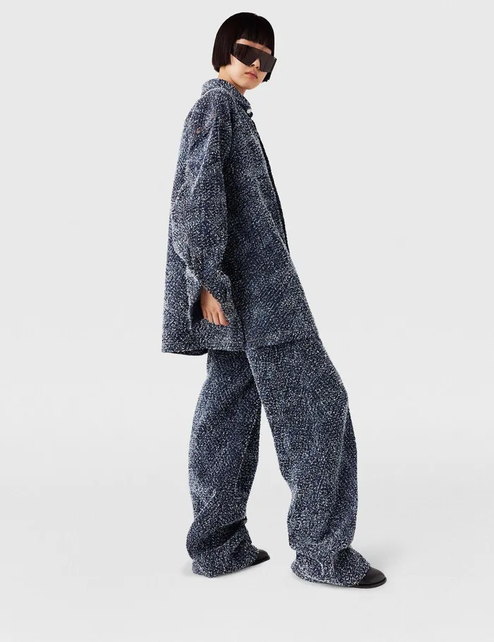 Stella McCartney Shirts And Tops Women Oversized Denim Boucl Shirt Speckled Blue Stella McCartney Shirts And Tops Women Oversized Denim Boucl Shirt Speckled Blue