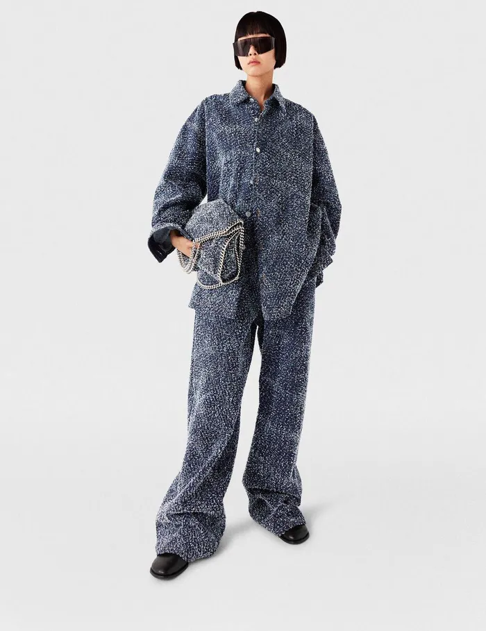 Stella McCartney Shirts And Tops Women Oversized Denim Boucl Shirt Speckled Blue Stella McCartney Shirts And Tops Women Oversized Denim Boucl Shirt Speckled Blue