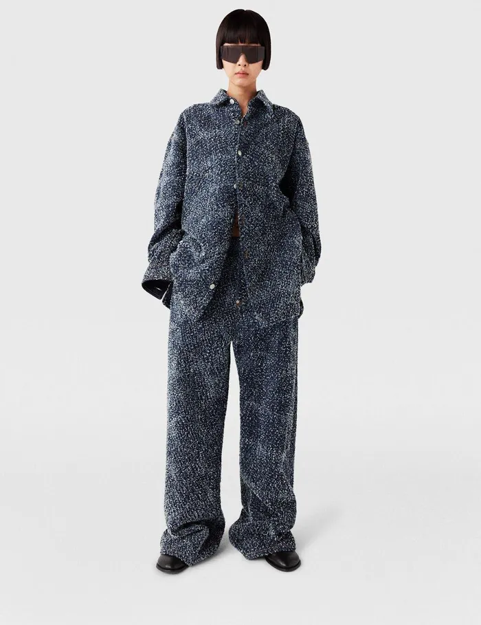 Stella McCartney Shirts And Tops Women Oversized Denim Boucl Shirt Speckled Blue Stella McCartney Shirts And Tops Women Oversized Denim Boucl Shirt Speckled Blue