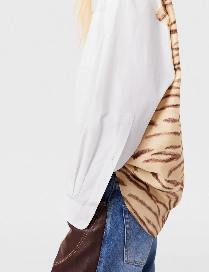 Stella McCartney Shirts And Tops Women Tiger Print Panel Shirt Natural Tiger Print Stella McCartney Shirts And Tops Women Tiger Print Panel Shirt Natural Tiger Print