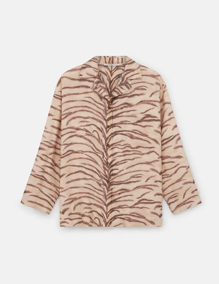 Stella McCartney Shirts And Tops Women Tiger Print WideSleeve Shirt Natural Tiger Print Stella McCartney Shirts And Tops Women Tiger Print WideSleeve Shirt Natural Tiger Print