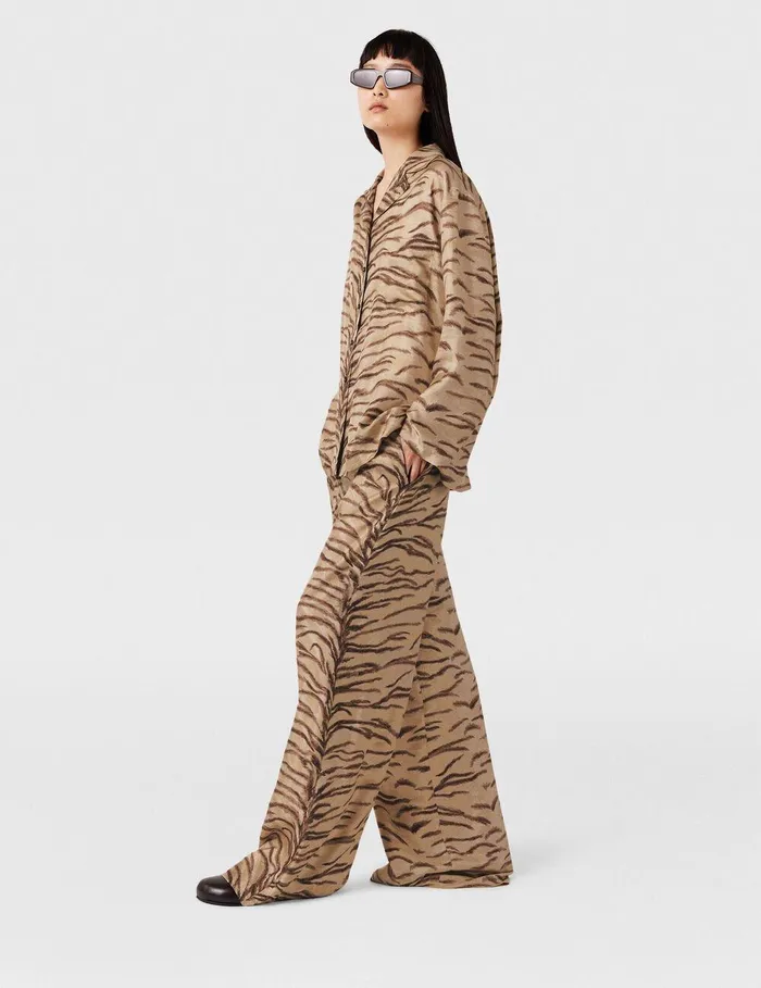 Stella McCartney Shirts And Tops Women Tiger Print WideSleeve Shirt Natural Tiger Print Stella McCartney Shirts And Tops Women Tiger Print WideSleeve Shirt Natural Tiger Print