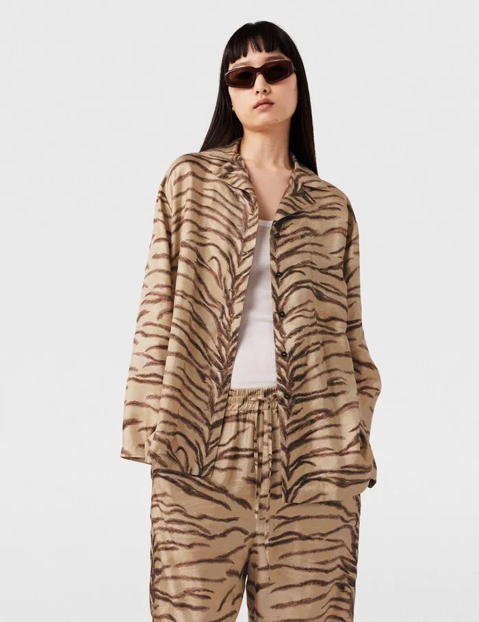 Stella McCartney Shirts And Tops Women Tiger Print WideSleeve Shirt Natural Tiger Print Stella McCartney Shirts And Tops Women Tiger Print WideSleeve Shirt Natural Tiger Print