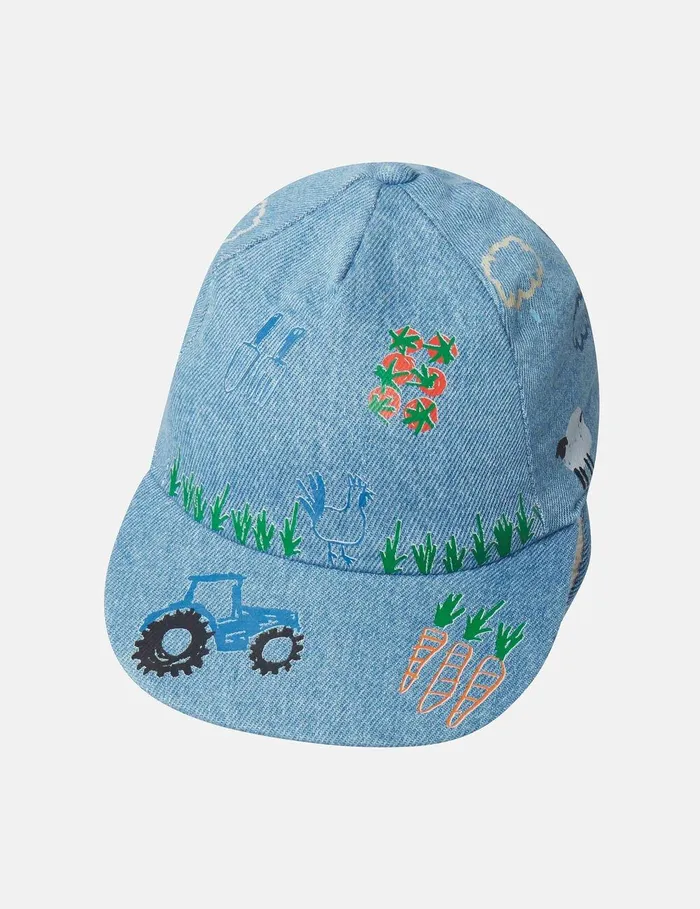 Stella McCartney Shoes And Accessories Kids Farmyard Embroidered Hat With Ear Flaps Blue Stella McCartney Shoes And Accessories Kids Farmyard Embroidered Hat With Ear Flaps Blue
