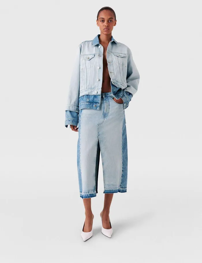 Stella McCartney Skirts Women Contrast Panel Denim Skirt Blue Stella McCartney Skirts Women Contrast Panel Denim Skirt Blue