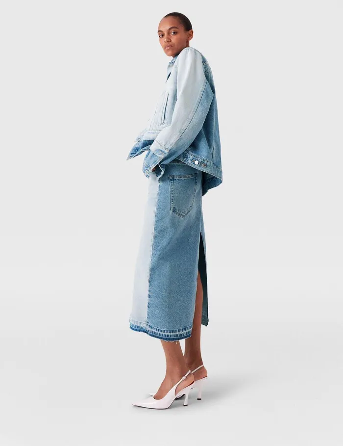 Stella McCartney Skirts Women Contrast Panel Denim Skirt Blue Stella McCartney Skirts Women Contrast Panel Denim Skirt Blue