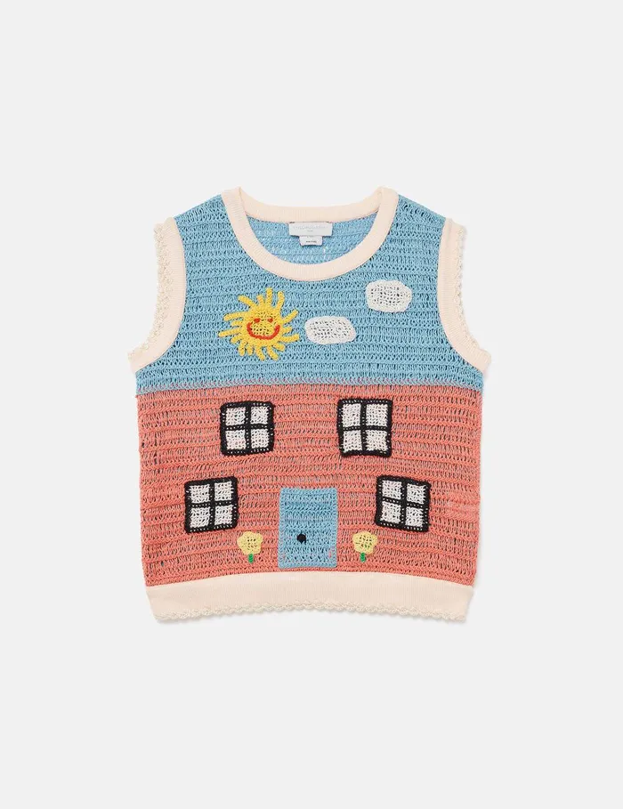 Stella McCartney Sweaters and Cardigans Kids Farmyard Appliqu Knitted Sweater Vest Multicolour Stella McCartney Sweaters and Cardigans Kids Farmyard Appliqu Knitted Sweater Vest Multicolour