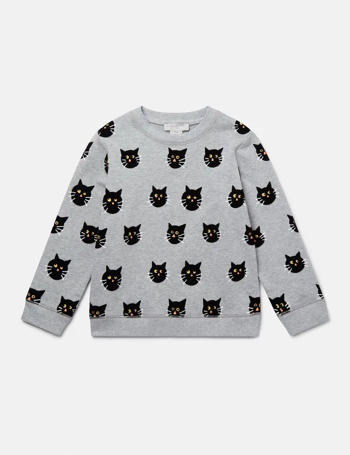 Stella McCartney Sweaters and Cardigans Kids Spooky Cat Pattern Sweatshirt Grey Stella McCartney Sweaters and Cardigans Kids Spooky Cat Pattern Sweatshirt Grey