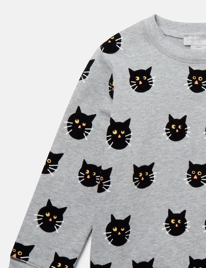 Stella McCartney Sweaters and Cardigans Kids Spooky Cat Pattern Sweatshirt Grey Stella McCartney Sweaters and Cardigans Kids Spooky Cat Pattern Sweatshirt Grey