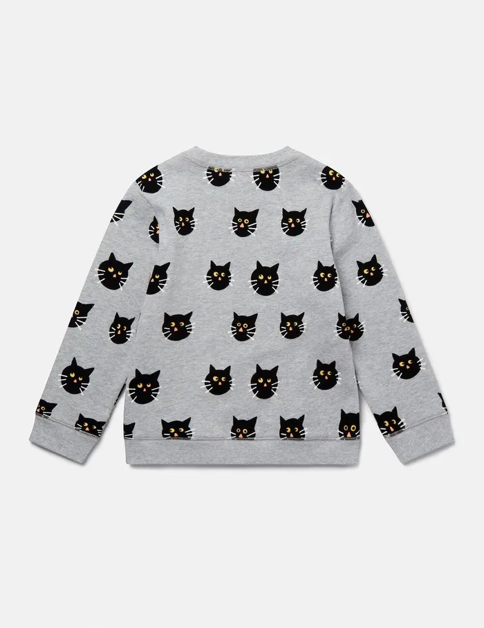 Stella McCartney Sweaters and Cardigans Kids Spooky Cat Pattern Sweatshirt Grey Stella McCartney Sweaters and Cardigans Kids Spooky Cat Pattern Sweatshirt Grey