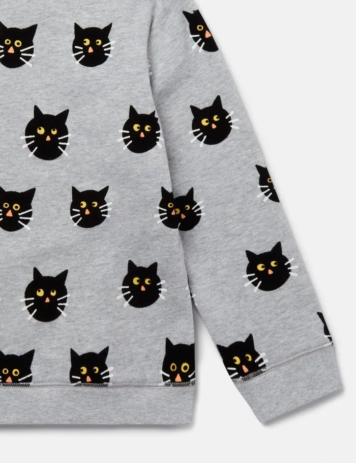 Stella McCartney Sweaters and Cardigans Kids Spooky Cat Pattern Sweatshirt Grey Stella McCartney Sweaters and Cardigans Kids Spooky Cat Pattern Sweatshirt Grey