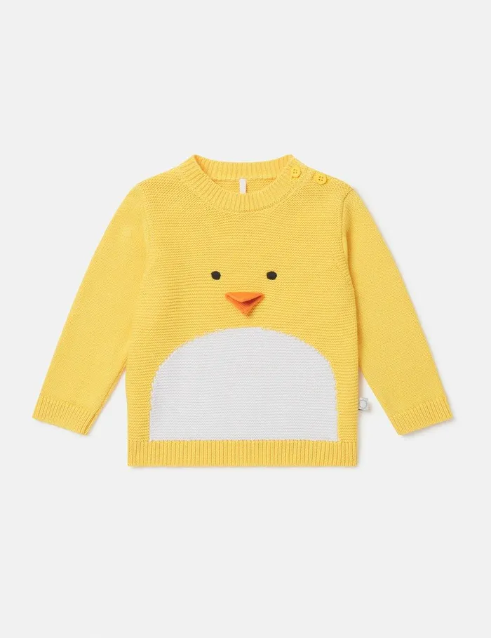 Stella McCartney Sweatshirt And TShirts Kids Chick Embroidered Sweater Yellow Stella McCartney Sweatshirt And TShirts Kids Chick Embroidered Sweater Yellow