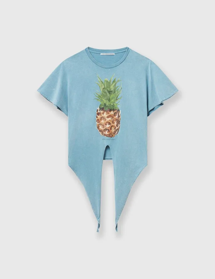 Stella McCartney Sweatshirts And TShirts Women Pineapple Tiefront Cotton TShirt Washed Light Blue Stella McCartney Sweatshirts And TShirts Women Pineapple Tiefront Cotton TShirt Washed Light Blue