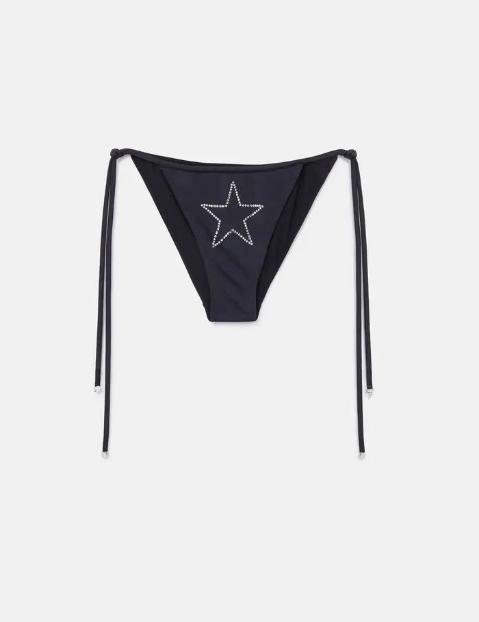Stella McCartney Swimwear Women Diamant Star SideTie Bikini Briefs Black