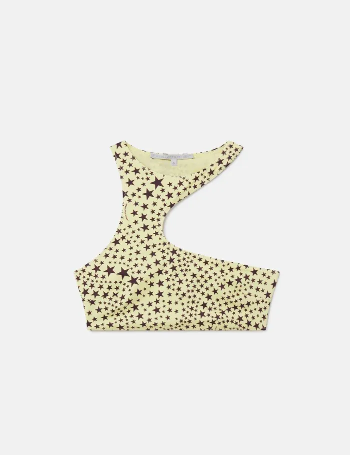 Stella McCartney Swimwear Women Star Print CutOut Halterneck Bikini Top Blackivory Stella McCartney Swimwear Women Star Print CutOut Halterneck Bikini Top Blackivory