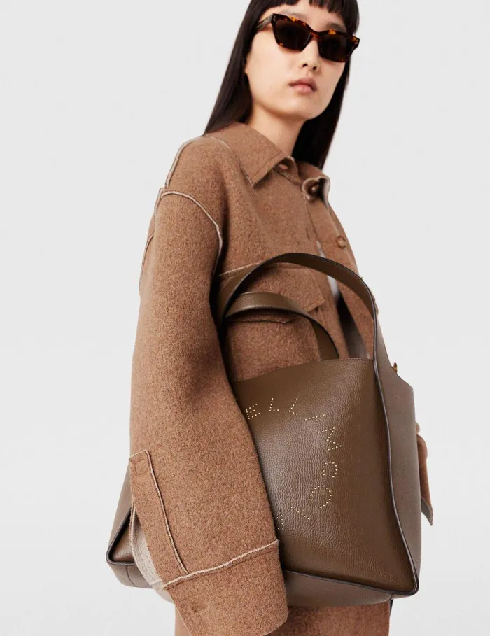 Stella McCartney TopHandle Bags Women Logo Large Tote Bag Chocolate Brown Stella McCartney TopHandle Bags Women Logo Large Tote Bag Chocolate Brown