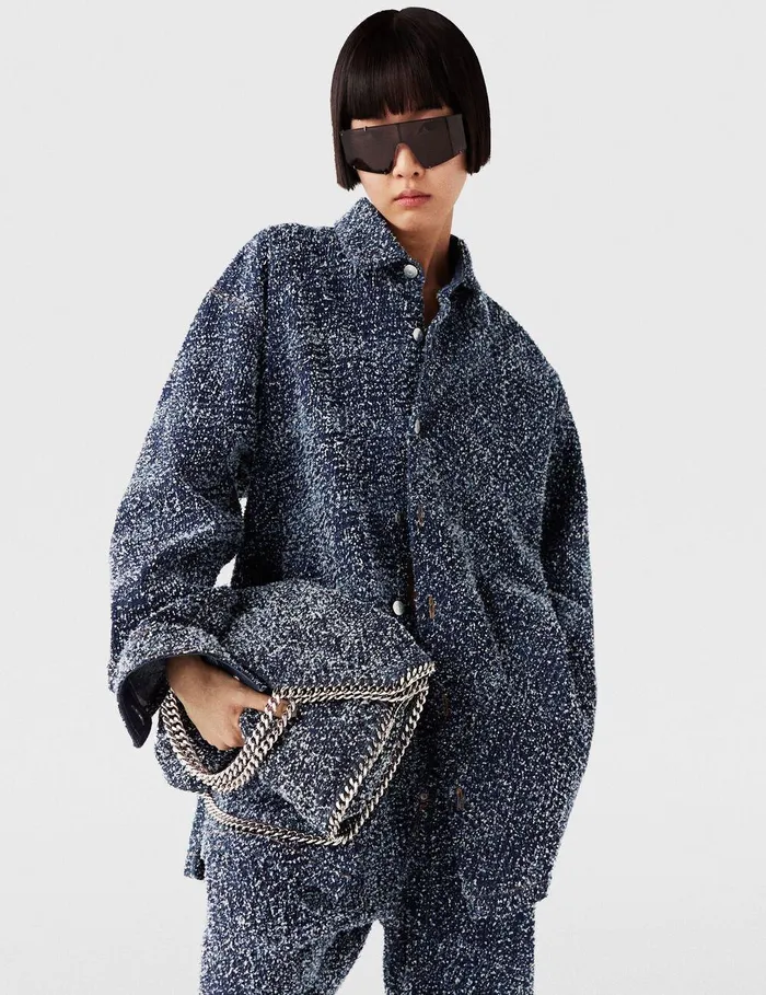 Stella McCartney Tote Bags Women Falabella FoldOver Boucl Tote Bag Speckled Blue Stella McCartney Tote Bags Women Falabella FoldOver Boucl Tote Bag Speckled Blue