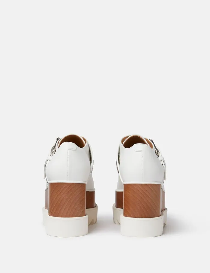 Stella McCartney Wedges Women Elyse StarStudded Buckle Platform Shoes Pure White Stella McCartney Wedges Women Elyse StarStudded Buckle Platform Shoes Pure White