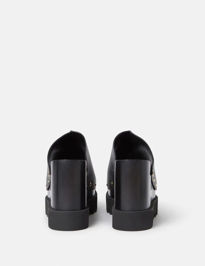 Stella McCartney Wedges Women Elyse Studded Slide Wedge Sandals Black Stella McCartney Wedges Women Elyse Studded Slide Wedge Sandals Black