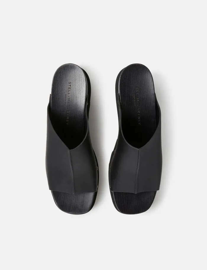 Stella McCartney Wedges Women Elyse Studded Slide Wedge Sandals Black Stella McCartney Wedges Women Elyse Studded Slide Wedge Sandals Black