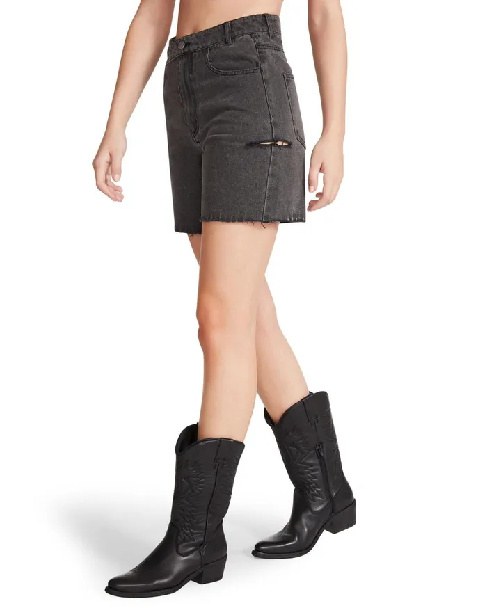Steve Madden A Line Denim Shorts Black Womens Bottoms Steve Madden A Line Denim Shorts Black Womens Bottoms