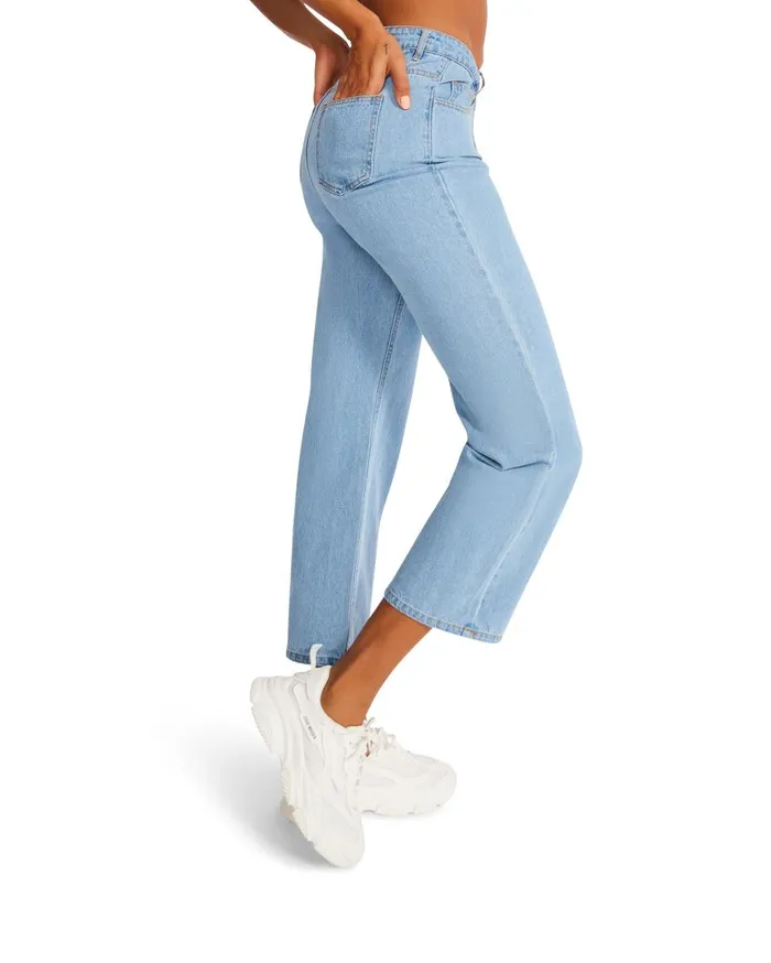 Steve Madden Asymmetrical Boyfriend Jean Denim Fabric Womens Bottoms Steve Madden Asymmetrical Boyfriend Jean Denim Fabric Womens Bottoms