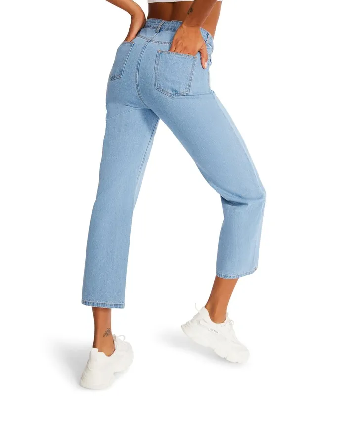 Steve Madden Asymmetrical Boyfriend Jean Denim Fabric Womens Bottoms Steve Madden Asymmetrical Boyfriend Jean Denim Fabric Womens Bottoms