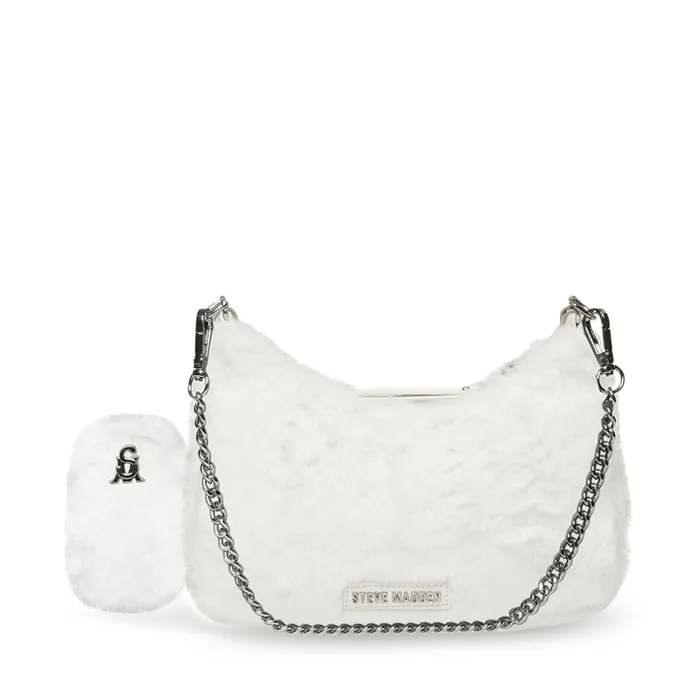 Steve Madden Bvital Faux Fur White Womens Shoulder Bags