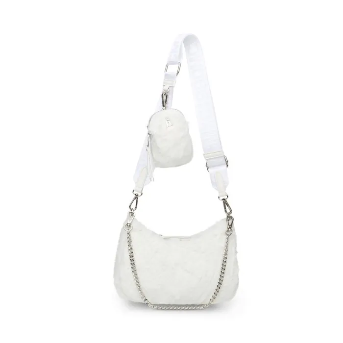 Steve Madden Bvital Faux Fur White Womens Shoulder Bags Steve Madden Bvital Faux Fur White Womens Shoulder Bags