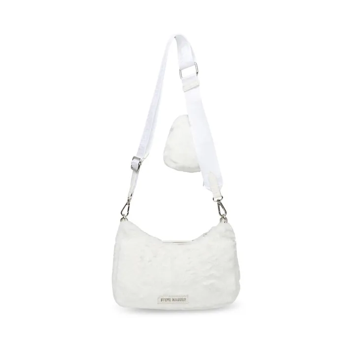 Steve Madden Bvital Faux Fur White Womens Shoulder Bags Steve Madden Bvital Faux Fur White Womens Shoulder Bags