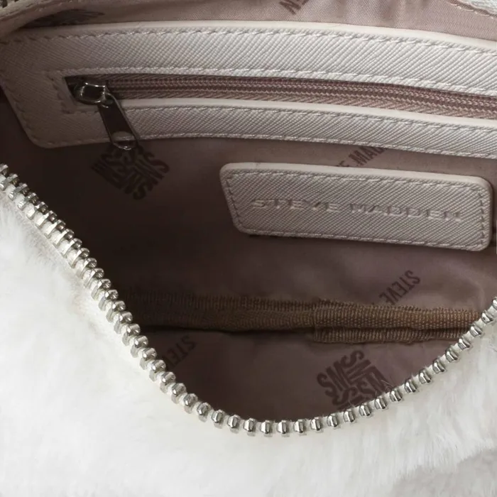 Steve Madden Bvital Faux Fur White Womens Shoulder Bags Steve Madden Bvital Faux Fur White Womens Shoulder Bags