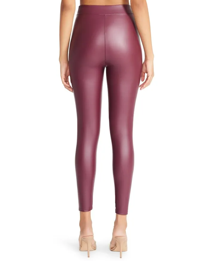 Steve Madden Faux Leather Leggings Burgundy Womens Bottoms Steve Madden Faux Leather Leggings Burgundy Womens Bottoms