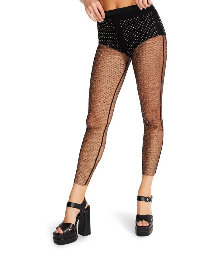 Steve Madden Mesh Rhinestone Pants Black Womens Bottoms Steve Madden Mesh Rhinestone Pants Black Womens Bottoms