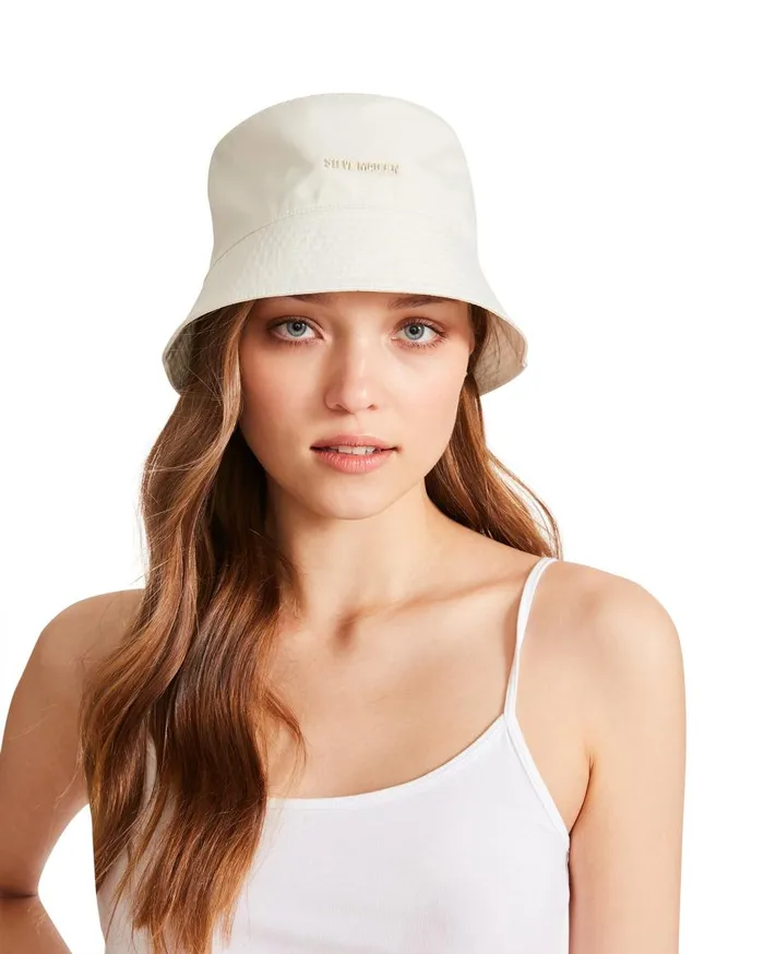 Steve Madden Nylon Bucket Hat Off White Offwhite Womens Hats and Hair Accessories Steve Madden Nylon Bucket Hat Off White Offwhite Womens Hats and Hair Accessories