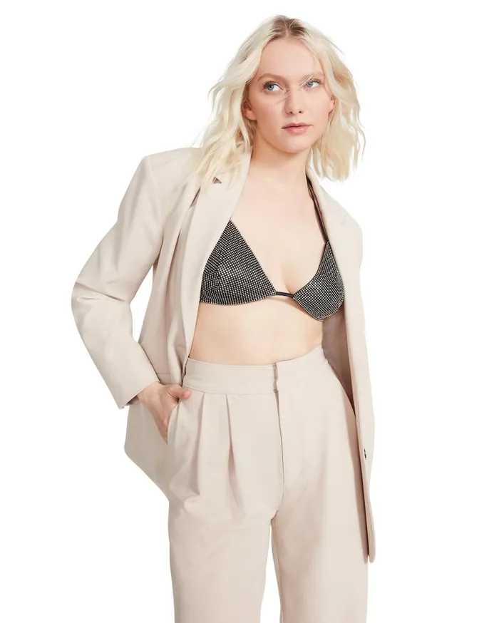 Steve Madden Oversized Blazer Ivory Womens Jackets and Coats
