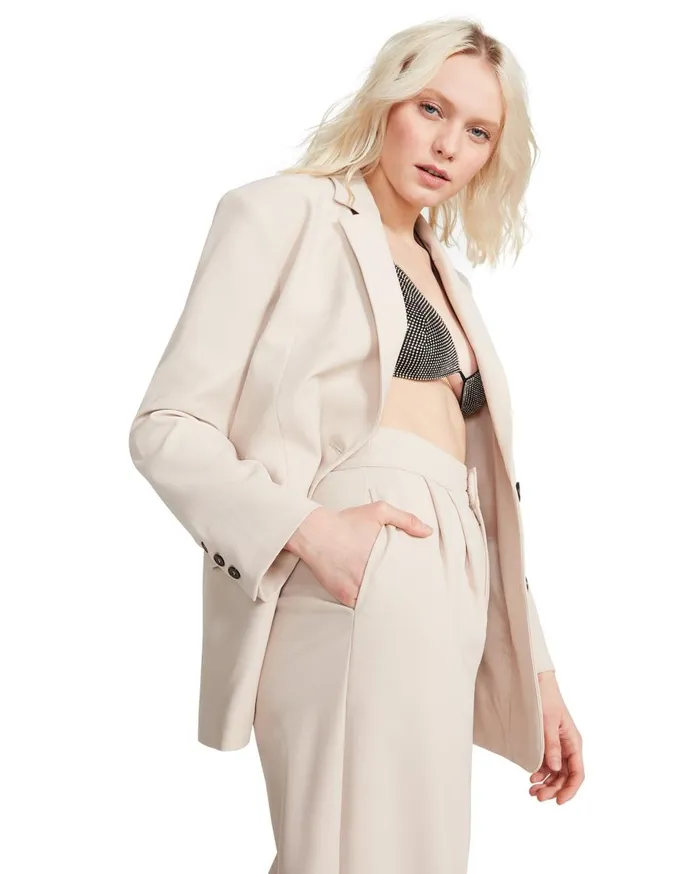 Steve Madden Oversized Blazer Ivory Womens Jackets and Coats