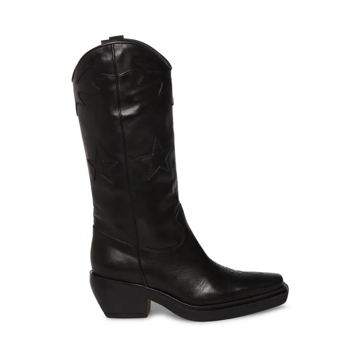Steve Madden Peyton Black Leather Womens Boots