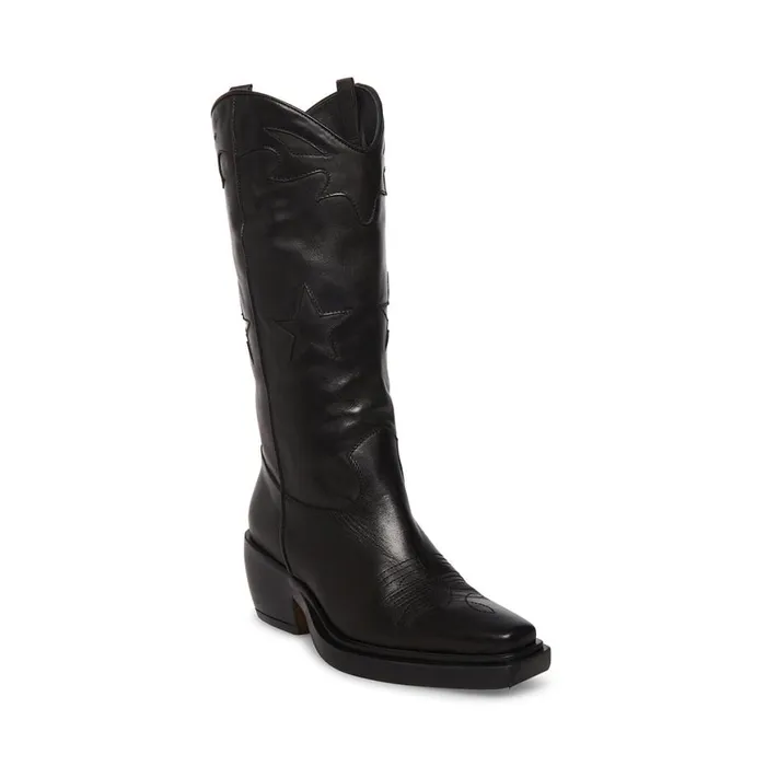 Steve Madden Peyton Black Leather Womens Boots Steve Madden Peyton Black Leather Womens Boots