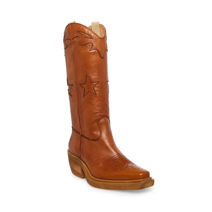 Steve Madden Peyton Cognac Leather Womens Boots Steve Madden Peyton Cognac Leather Womens Boots