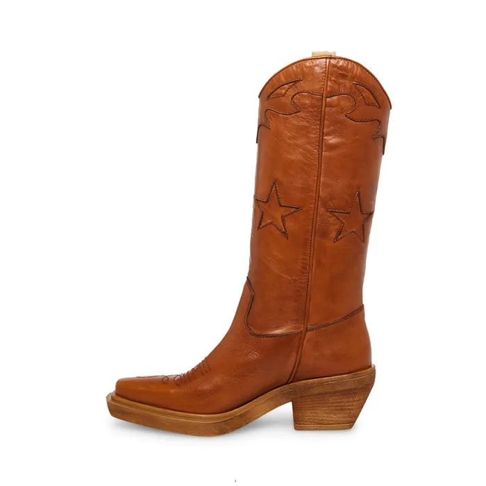 Steve Madden Peyton Cognac Leather Womens Boots Steve Madden Peyton Cognac Leather Womens Boots